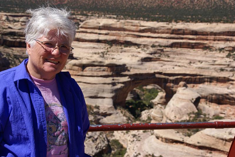 DSC05139.JPG - Mary at Sipapu Bridge - Natural Bridges National Monument